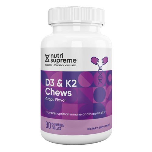 D3 & K2 Chews – Grape Flavor Chewable Vitamin D3 & K2 for Bone & Artery Health