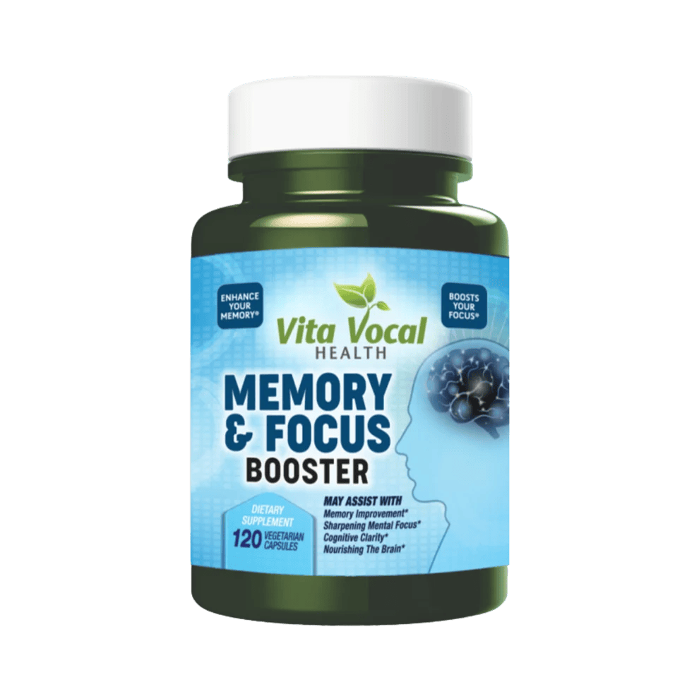 Vita Vocal Health Memory & Focus Booster – 14-Ingredient Cognitive Support Formula, 120 Vegetarian Capsules