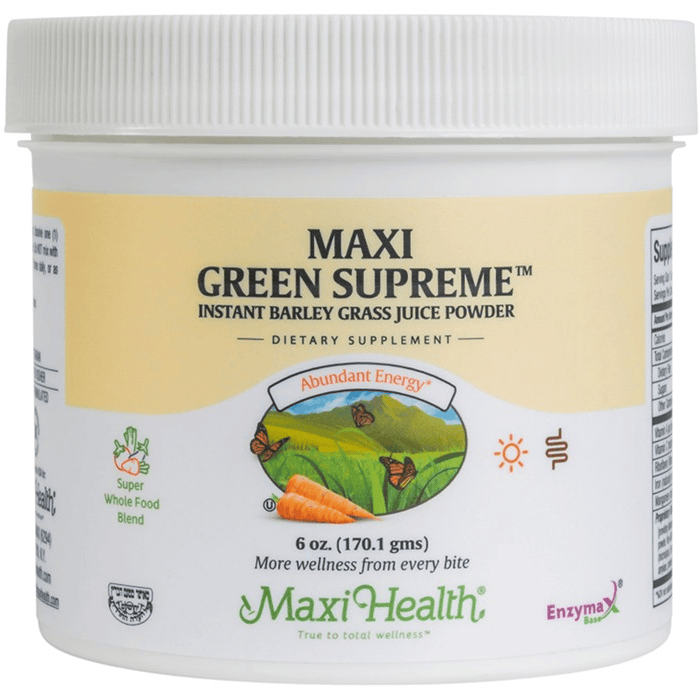 Maxi Health Maxi Green Supreme™ – Instant Barley Grass Juice Powder with Spirulina & Lecithin, 6 oz. (170.1g)