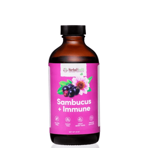 Herbal Health Sambucus + Immune – Elderberry with Echinacea, Astragalus, Vitamin C & Zinc, 8 fl. oz.